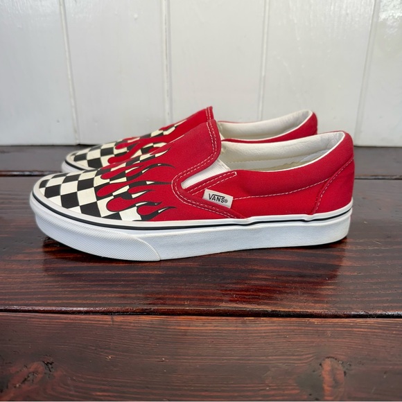 Vans Classic Slip-On Flame Checkerboard Shoes – Women’s 8 / Men’s 6.5 - Picture 3 of 8